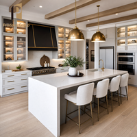 Ensemble d'armoires de cuisine haut de gamme en chêne blanc de luxe pour projet de maison, mobilier de cuisine haut de gamme pour la maison