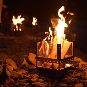 Portable Outdoor Camping <b>Fire</b> Pit Stainless Steel Frame Glass Burner Tabletop Compatible Firewood Fuel - Product Image 2