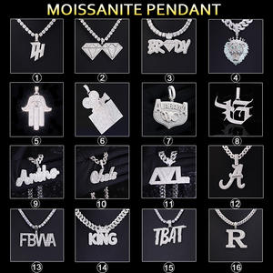 Disesuaikan 4 inci baguette berlian <span class=keywords><strong>2</strong></span> nada berlapis emas solid 925 perak murni moissanite kustom moissanite liontin - Product Image 4