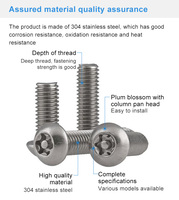 304 baja tahan karat GB2672 M3 M4 M5 M6 M8 kepala panci sekrup Torx dengan enam kepala sambungan kepala baut keamanan baut Pin sistem metrik