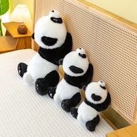 Peluche Panda Allongé Doux et Moelleux, Jouet en Peluche Animal Panda Noir et Blanc Mignon, Coussin en Peluche Panda, Cadeau d'Anniversaire pour Enfants