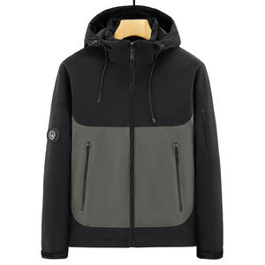 Chaqueta de hombre personalizada con logo, nueva colección otoño-invierno, con combinación de colores, cálida, cortavientos e impermeable, con capucha y forro de terciopelo. - Product Image 6