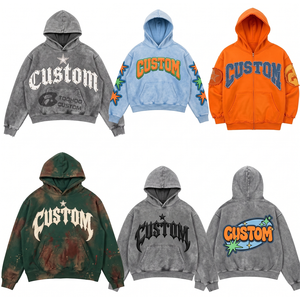 เสื้อฮู้ดดี้สั่งทำ ปักโลโก้ 3 มิติ ด้านหน้า สไตล์สตรีทแวร์ เสื้อกันหนาวมีฮู้ด ยูนิเซ็กส์ ทรงโอเวอร์ไซส์ คุณภาพสูง เนื้อผ้าหนา 100% ผ้าฝ้าย - Product Image 3