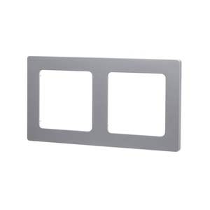 Plaque murale en plastique à 2 prises argentée, idéale pour les installations électriques et les connexions audio. - Product Image 1