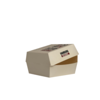 Boîte d'emballage pour hamburgers de luxe personnalisée imprimée en couleur CMYK, impression offset haut de gamme, boîte à hamburgers de qualité alimentaire avec doublure anti-graisse