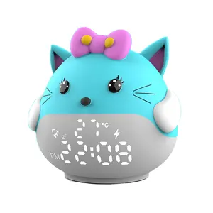 Cat Animal clock Mini Silicone Clock Children's LED Lamp Temperature Monitoring talking alarm clock animal shape