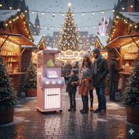 Distributeur automatique de barbe à papa en métal avec bras robotique, écologique, 60 unités par portion, idéal pour les fêtes d'enfants et les parcs d'attractions