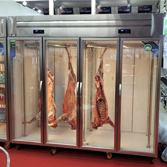 Двойной три стеклянные двери Холодильный шкаф висит мясной холодильник