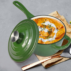 Emaille gecoate gietijzeren Dutch oven set - antiaanbaklaag, extra sterk, ovenbestendig, geschikt voor <span class=keywords><strong>gas</strong></span> & inductie, vaatwasser- & magnetronbestendig - Product Image 5