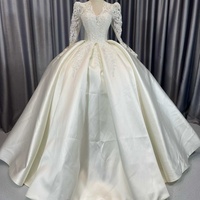 Robe de mariée rétro en satin à manches longues Lscm70, robe de princesse élégante, Jancember