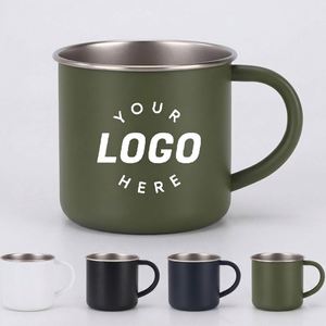Taza de Café de Acero Inoxidable de Una Sola Capa con Asa, Recubierta en Polvo, Personalizada, de 400 ml, para Regalo Promocional, Venta al Por Mayor - Product Image 1