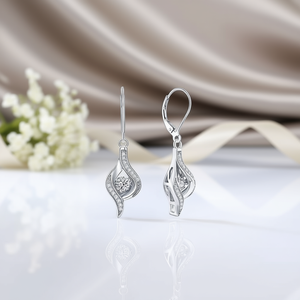 Orecchini Pendenti Classici in Argento 925 con Cristalli e Strass, Montatura a Castone, per Donna, Gioielli da Sposa, Placcati in Rodio, a Goccia d'Acqua - Product Image 2