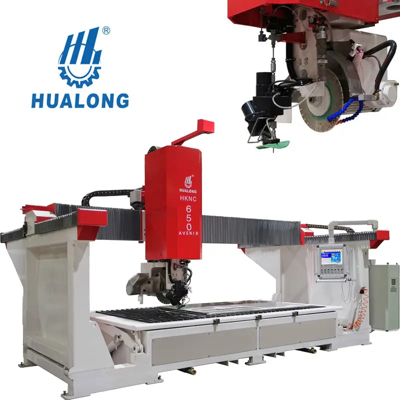 CE HKNC-650J Hualong מכונות גבוהה מהירות אריח השיש גרניט קאטר 5 ציר CNC גשר מסור waterjet <span class=keywords><strong>אבן</strong></span> מכונה למכירה