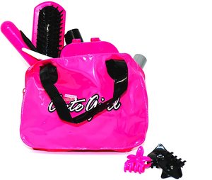 Conjunto de salón de belleza para niños, juguete de simulación de moda con bolsa de cosméticos, secador de pelo, rizador, paleta de rubor - Product Image 2