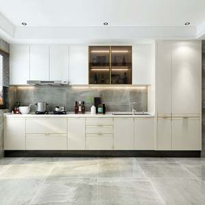 Gabinetes de cocina modernos de fibra 3D de acrílico de alto brillo para Blue Bar en Líbano, con fregadero, grifo, bisagra, guía de cajón y salpicadero - Product Image 4