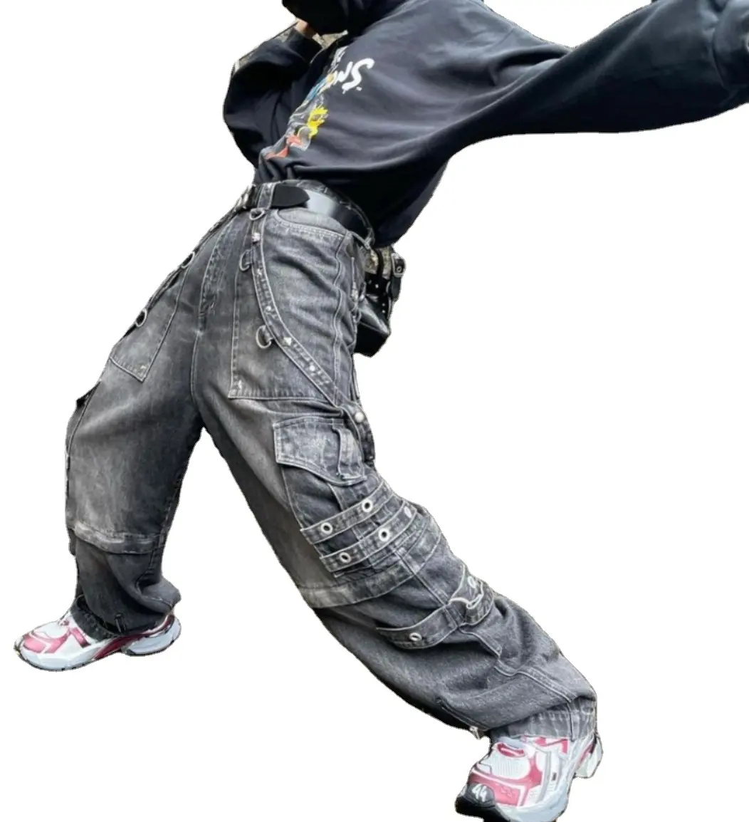 AIPA Großhandel Mode Mid Waist Casual Seiten taschen Slim Fit Denim Washed Regular Pencil Pants Herren Jeans
