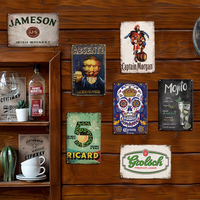 Carteles de Metal de 20x30cm y 8x12 pulgadas para decoración de Bar, cafetería, Pub, cueva de hombre, arte de pared, carteles de hojalata Vintage