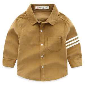 <b>Boys</b> Solid Color Corduroy Gentleman Cotton Collar Flannel Ganesh Kids <b>Shirt</b> of Online Shopping India - Product Image 3