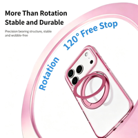Étui de protection transparent antichoc en TPU+PC avec support magnétique rotatif à 360° pour iPhone 18 Pro Max