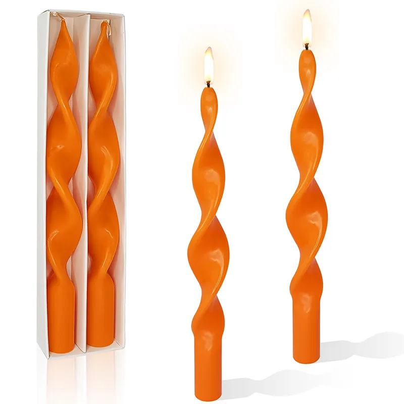 Atacado Tall Taper Velas Pastel Romântico Laranja Quente Branco Taper Candle Produção Automática Taper Candle