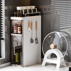 Organisateur d'épices de cuisine en plastique avec tiroir et crochets pour le rangement des bouteilles d'huile, <span class=keywords><strong>armoire</strong></span> - Product Image 3