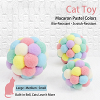 Jouet interactif pour chat en peluche, balle multicolore ronde, jouet à mâcher doux pour chats d'intérieur