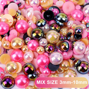 Fai da te <span class=keywords><strong>3</strong></span>-10mm Mix Size AB Flat Back mezza perla resina strass perline rotonde per Nail Art case del telefono decorazione Stick Making - Product Image 4