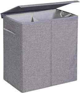 Tissu <span class=keywords><strong>grand</strong></span> <span class=keywords><strong>volume</strong></span> facile <span class=keywords><strong>à</strong></span> déplacer avec poignées gris double sacs pour <span class=keywords><strong>panier</strong></span> de rangement <span class=keywords><strong>à</strong></span> <span class=keywords><strong>linge</strong></span> - Product Image 1
