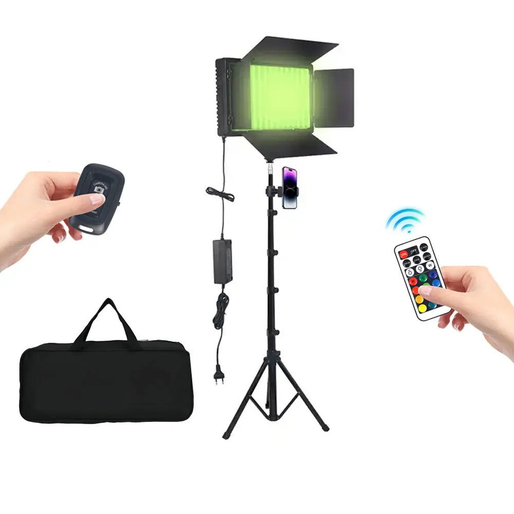 U600 RGB หรี่แสงได้ผู้ถือโทรศัพท์มือถือที่มีถุงเก็บบลูทูธ selfie ไฟวิดีโอไฟการถ่ายภาพมืออาชีพ