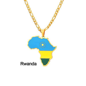 Mujeres multi moda Acero inoxidable 18K Oro africano mapa África colgante collar joyería - Product Image 4