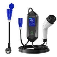 Chargeur portable pour véhicule électrique, câble de charge Type 2, courant 16A 32A, écran LCD, IEC 62752, IP65, prise UK, Schuko, AU, Suisse