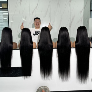 Pelucas de Cabello Humano Indio Virgen con Cutícula Alineada, Liso Extremo, 32 34 36 38 40 Pulgadas, Peluca Frontal de Encaje HD 13x6 13x4, Venta al por Mayor - Product Image 1