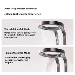 Système de douche thermostatique noir mat avec écran LED, cascade, pluie, affichage numérique, colonne de massage corporel, kit <span class=keywords><strong>d</strong></span>'installation et mitigeur - Product Image 4