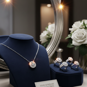 สร้อยคอชุบโรเดียมเซอร์โคเนียแหวนเครื่องประดับที่ดีและมีหินพราว - Product Image 3