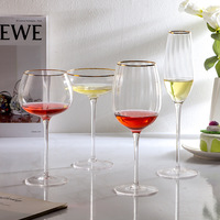 Verre à cocktail à martini côtelé vintage fait à la main en or clair et cristal de luxe pour champagne verres à eau sans pied pour Red Win