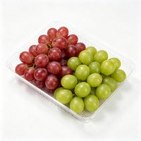 Barquette rectangulaire en plastique PET transparent en gros pour salades, raisins, cerises, tomates, légumes, emballage de supermarché