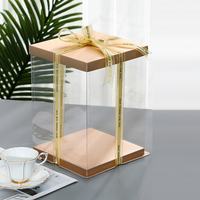 Boîte d'emballage carrée en PET transparente et recyclable, épaisseur 0,5 mm, personnalisée en or, pour gâteaux, cadeaux de mariage et contenants alimentaires