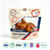 Sachet Doypack Personnalisé en Usine avec Fenêtre Anti-buée et Poignée Zippée pour Poulet Rôti, Impression Gravure et Numérique, Idéal pour Emballage Alimentaire Chaud