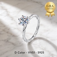 Bague solitaire en argent sterling 925 avec moissanite pour femme, alliance de mariage, vente en gros, faite à la main