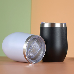 カスタマイズされた粉体塗装12オンス卵型二重壁ワイングラスステンレス鋼断熱ワインタンブラーカップコーヒーマグ - Product Image 5