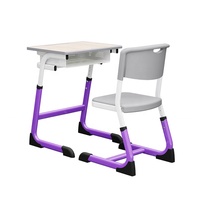 Meubles de classe scolaire personnalisables en couleur, ensemble de bureau et chaise en bois réglables pour un seul élève