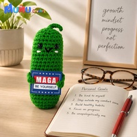 Boneka Amigurumi Rajutan Tangan Custom OEM dengan Kartu, Hadiah Positif Lucu untuk Acara Perusahaan dan Souvenir Pesta