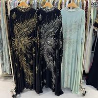 Robe de soirée Kaftan en velours brodé de perles, fabriquée à la main, style ODM Moyen-Orient Dubaï, robe longue modeste musulmane pour femmes, pour l'Aïd et les mariages