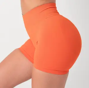 hot sale athletic apparel women summer workout shorts nylon spandex waist seamless scrunch butt yoga shorts