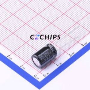 Condensador Electrolítico de Aluminio de Orificio Pasante 35YXJ220M8X11.5, Componente de Orificio Pasante THT, D8xL11.5mm 220uF 20% 35V 3.5mm - Product Image 1