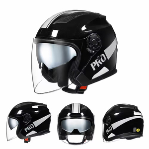 DOT Approved Lightweight Dual Visor Scooter <b>Bike</b> Motorcycle Half Helmet <b>Retro</b> 3/4 Open Face Motorbike Helmets - Product Image 2