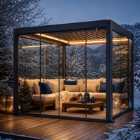 Pergola motorisée électrique en aluminium à lames orientables avec finition thermolaquée pour piscine extérieure et balcon - Design inspiré de la nature