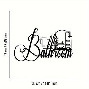 Decorazione da <span class=keywords><strong>parete</strong></span> moderna in metallo per il bagno - Elegante insegna minimalista per il bagno, per casa, ufficio, <span class=keywords><strong>soggiorno</strong></span>, cucina, regalo - Product Image 3