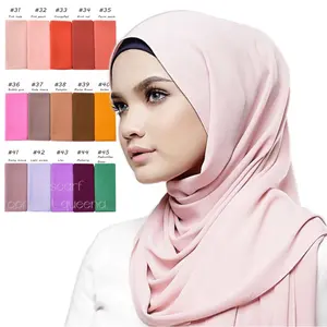 Wholesale Women Ethnic Muslim hijabs Plain chiffon Scarf muslim borong tudung woman shawl