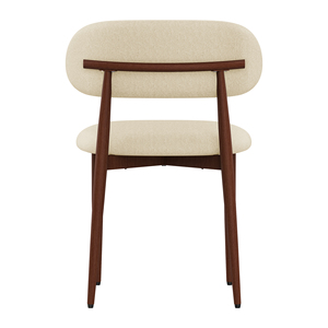 Ensemble de 2 chaises de salle à manger modernes et durables en tissu de lin écologique, dossier capitonné, rembourrage en mousse, pieds en bois, fauteuils inclinables manuels pour salon - Product Image 4